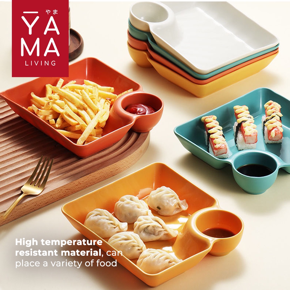 YAMA OMOIDE Plate With Sauce Bowl Piring Saji Saus Kentang Sushi Dimsum Siomay Snack