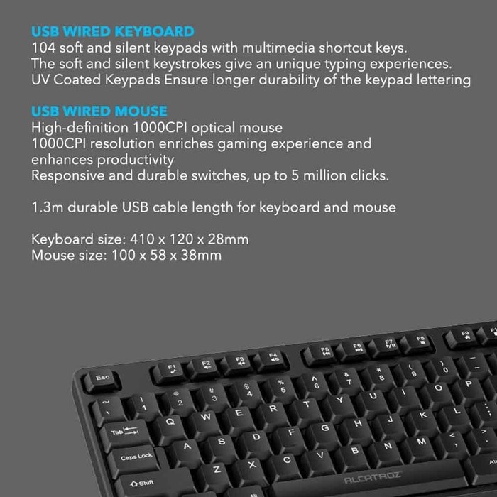 Alcatroz Xplorer C3300 Silent Keyboard &amp; Mouse Combo