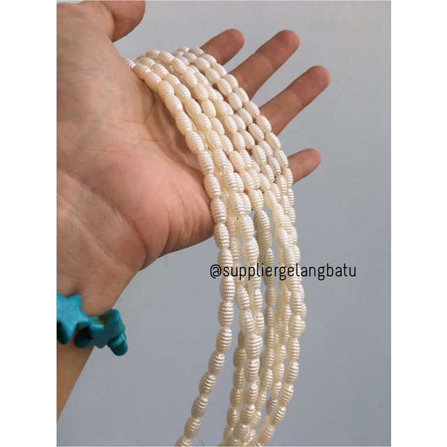 Mutiara Sintetis OVAL KEPOMPONG WHITE PEARL TULANG manik aksesoris