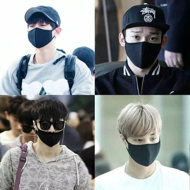 Masker hitam dan motif bahan kain lokal idol OPPA masker bahan bisa di cuci harga ekonomis