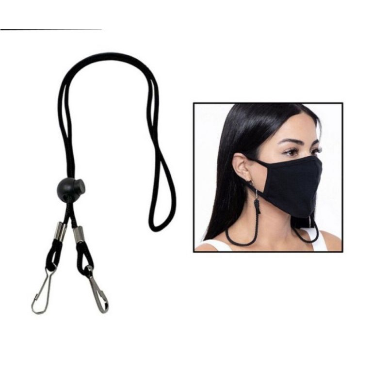 HWLB Tali Kalung Masker warna hitam 1 pcs 70 cm pengait plastik hitam