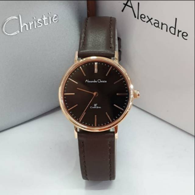 Jam Cewek Alexandre Christie AC8625 Original Brown Rosegold