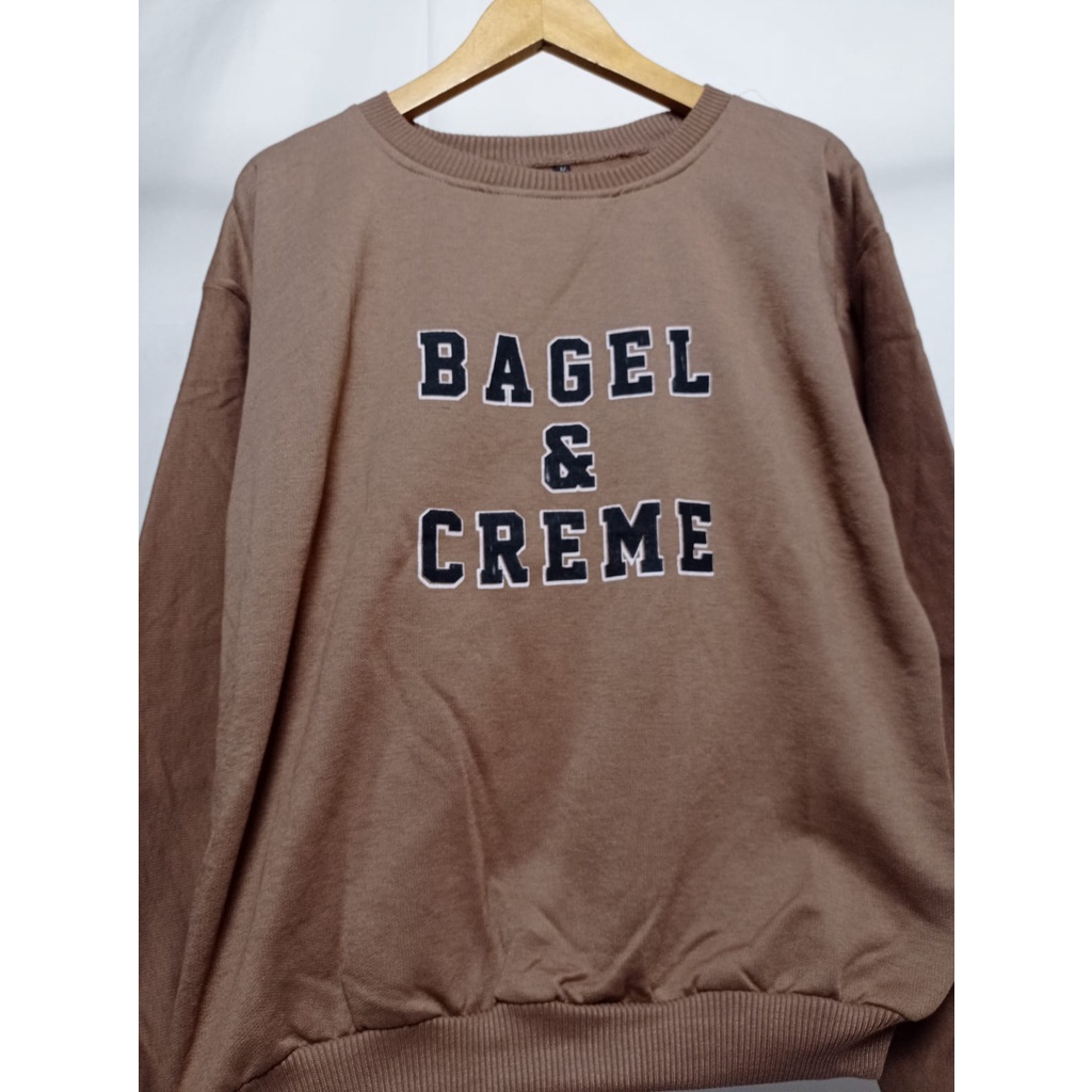 Sweater Wanita Bagel Creme Bahan Fleece