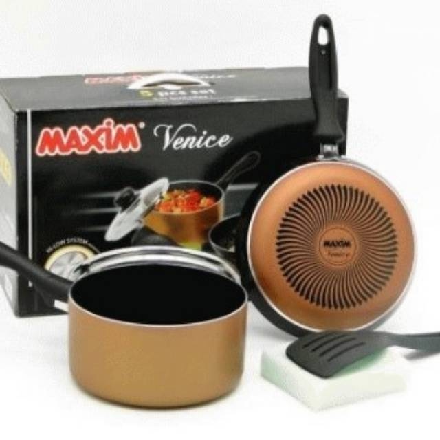 Maxim venice set panci wajan penggorengan frypan teflon 5 pcs set