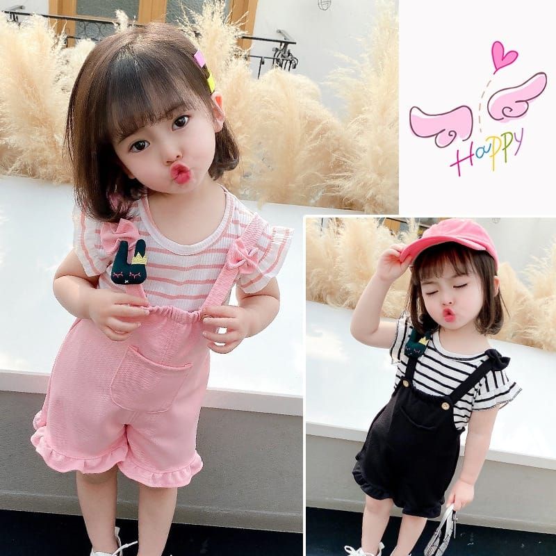 Set jumpsuit Overall Anak batita bayi perempuan girl import