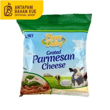 

Happy Valley Parmesan Cheese Grated repack /Keju Parmesan Bubuk 250g