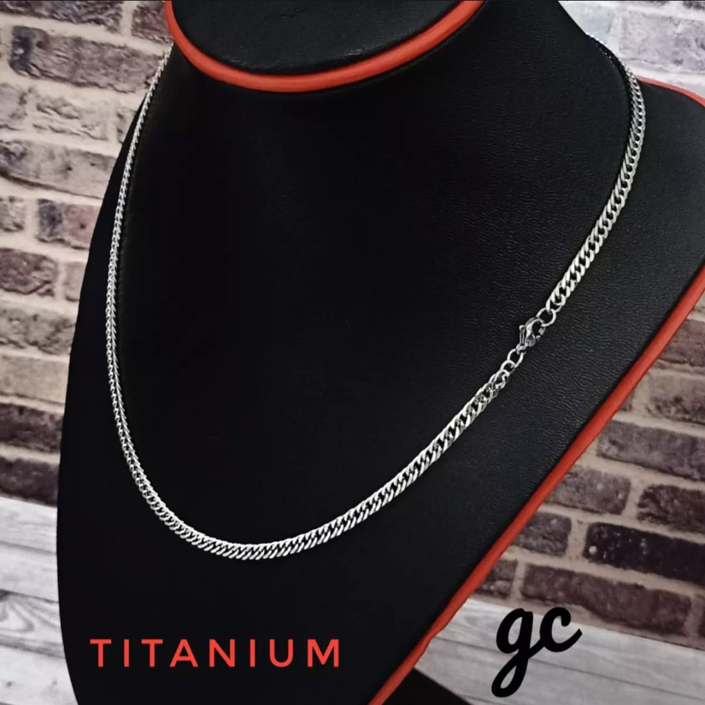 Kalung Rantai Pria Wanita Titanium Emas Silver