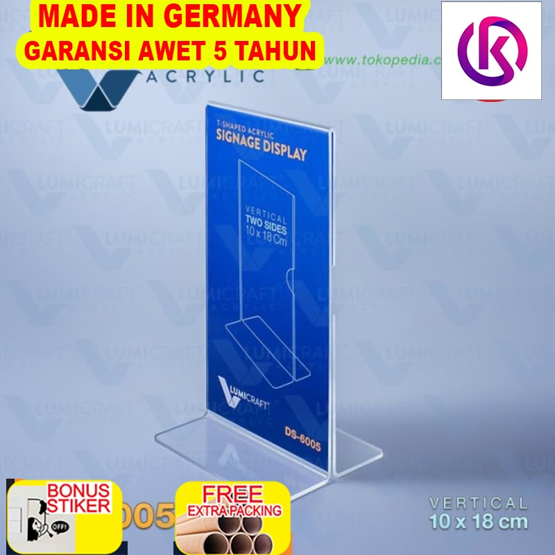

Grosir Signage Display/Stand Acrylic/Akrilik Model T - 10 x 18 cm Dua Sisi