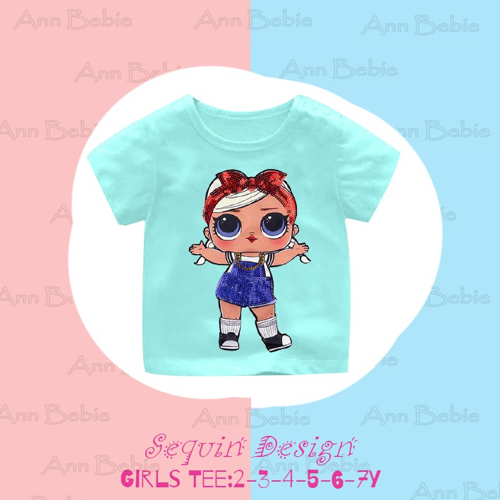 Kaos Karakter Anak LOL Sequin Hijau Tosca Shorty