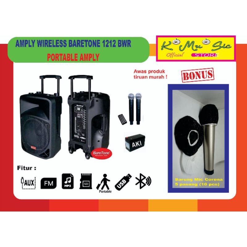 Ampli portable wireless Baretone 12BWR 1212 BWR praktis [ketemu*offline dtoko* spesial pricee]
