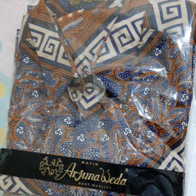 Arjuna Weda Kemeja Batik Border Banji - Biru