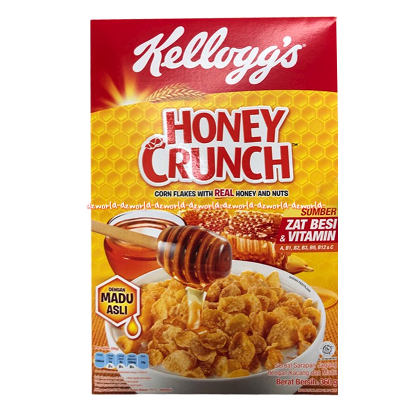 Kellogg's Honey 360gr Crunch Corn Flakes With Real Honey Nuts Sereal Rasa Madu Sereal Kriuk Cereal Crunchy Kelloggs Kelogs Kellogs