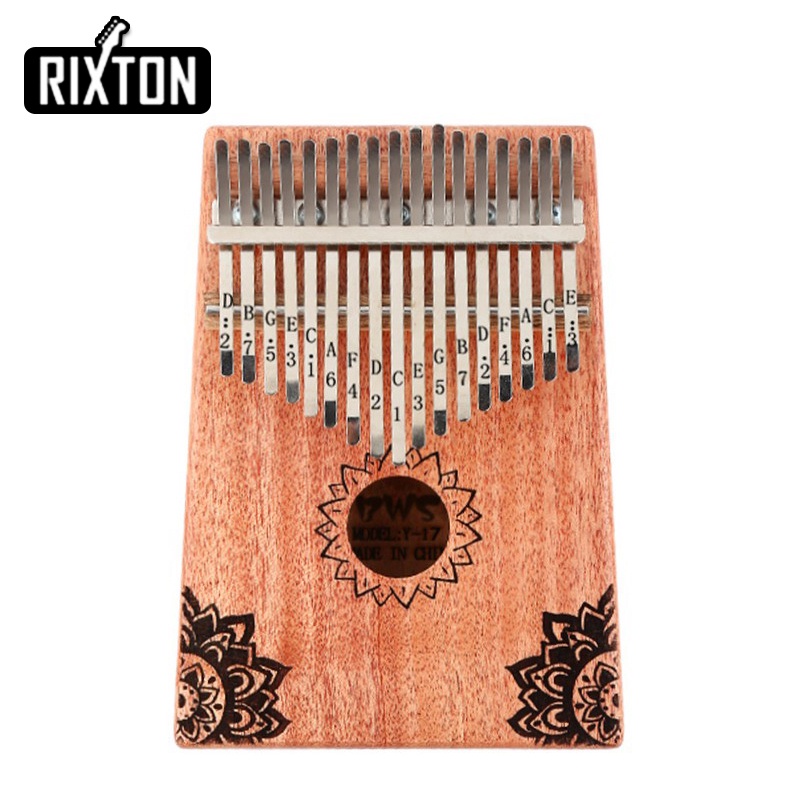 Rixton Kalimba 17 Key Thumb Piano with Tuning Hammer Portable Mahogany Body Finger Piano Kit