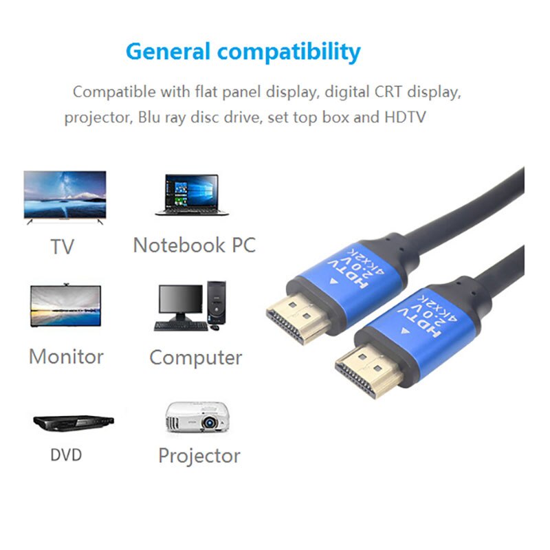 FSU Kabel HDMI 2.0 4K 5 Meter untuk HDTV Set Top Box STB TV Digital Computer Proyektor 1080P HD With Audio Adapter Cable PC Monitor Cable Lead Adapter Cable  Wide Compatibility High Speed  4K 120Hz 8K 60Hz HD Multimedia Interface Cable Blue Aluminum Shell