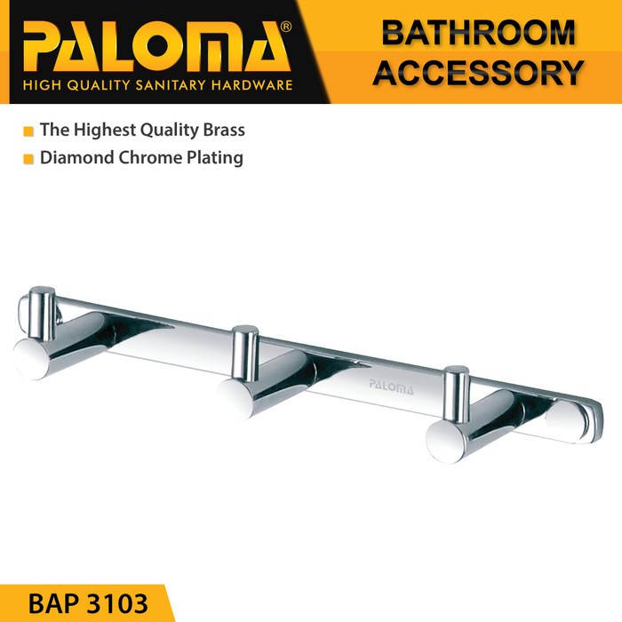 PALOMA BAP 3103 Kapstok Gantungan Baju Handuk Rak Hanger Mandi 3 Kait