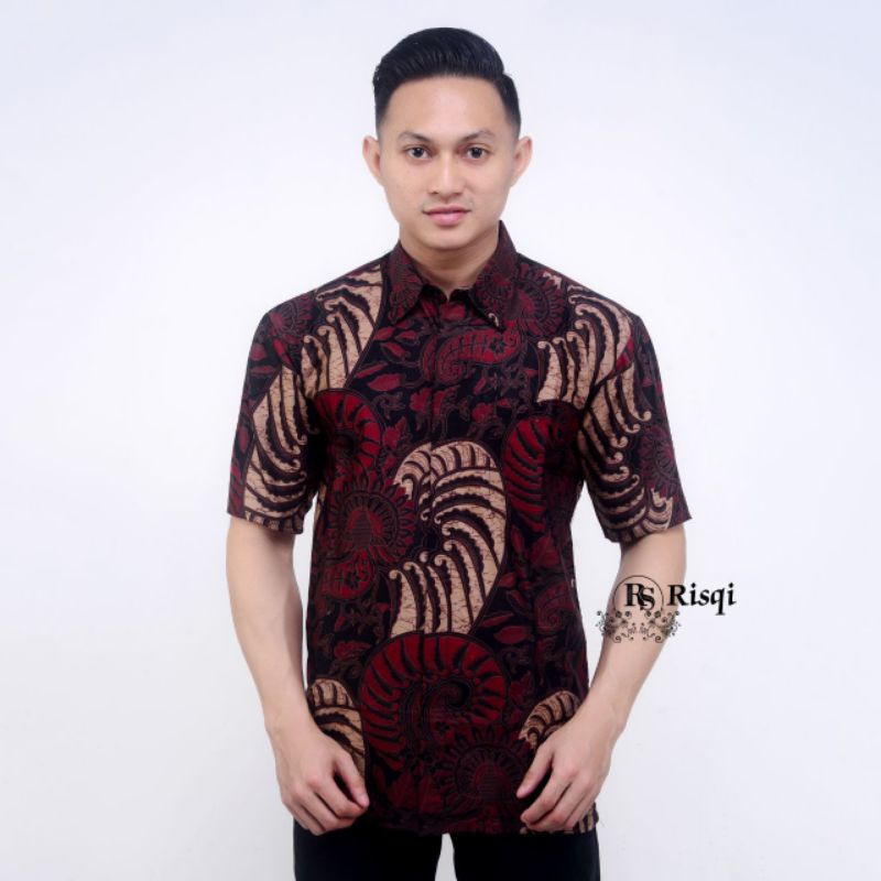 NEW ARRIVAL DISTRO BATIK PRIA BORDIR SOGAN HRB026 BATIKAF