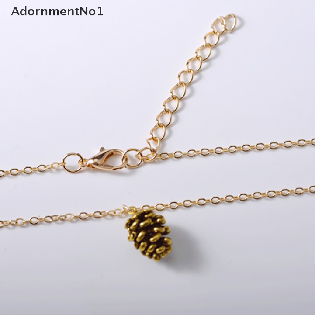 (AdornmentNo1) Kalung Rantai Dengan Liontin Biji Pohon Cemara / Buah Pinus Untuk Wanita