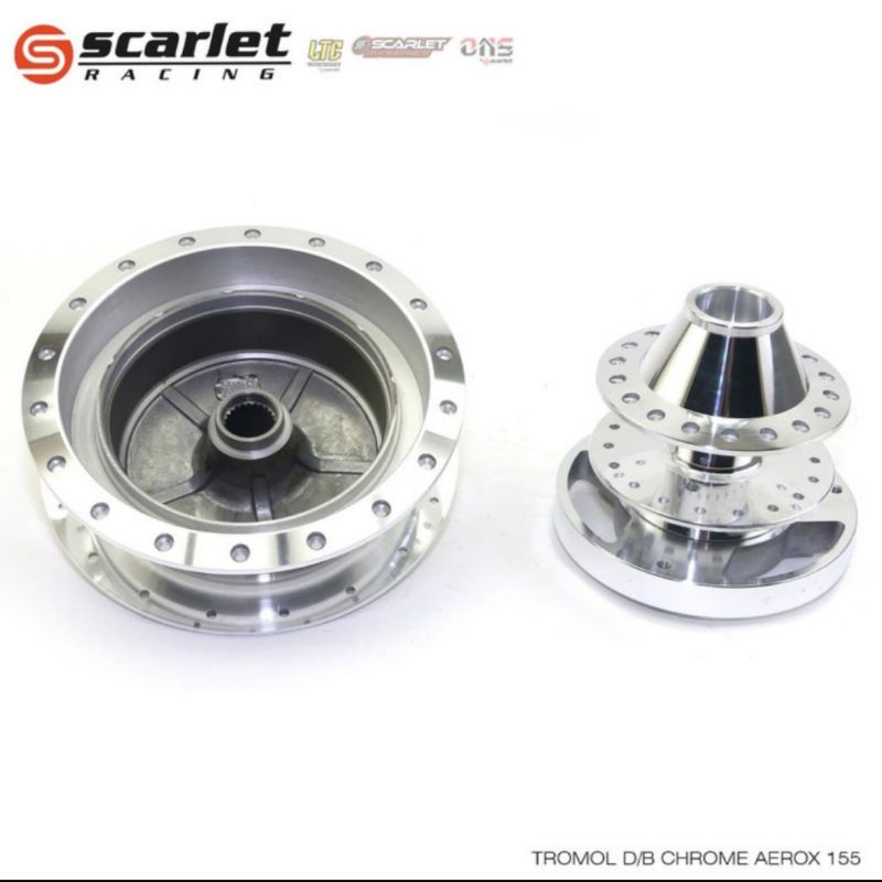 Tromol Depan Belakang SCARLET RACING Aerox 155 ( Chrome  Dan Black )