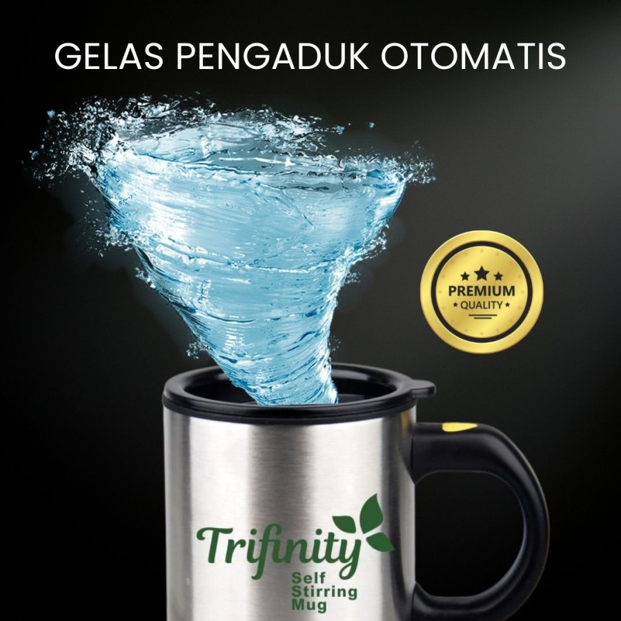 Trifinity Gelas Pengaduk Otomatis Kopi Self Stirring Mug Coffee Automatic Cup Gelas Aduk Sendiri