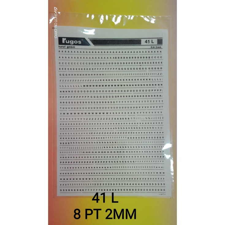 

rugos huruf 2 mm kode 41 L 8pt