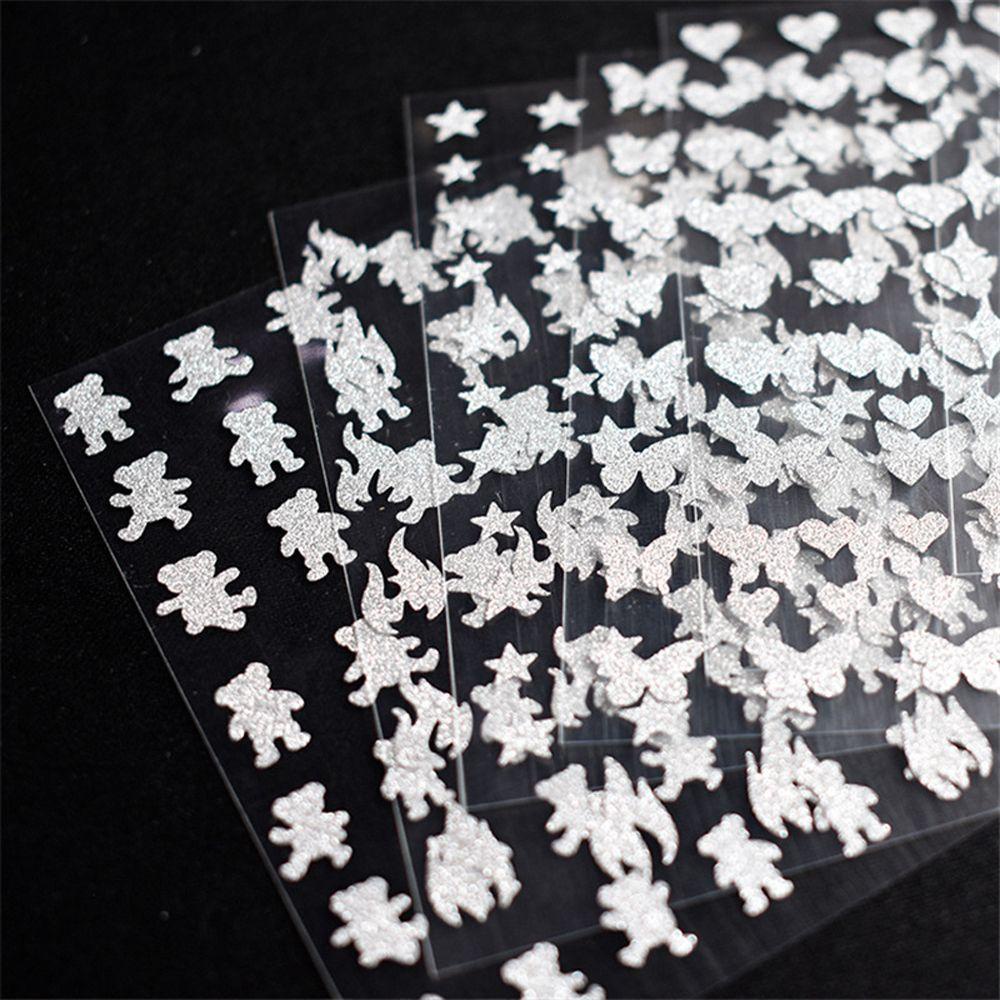 Needway   Stiker Kuku Wanita Korea Kupu-Kupu Bintang Cinta Beruang DIY Nail Decals