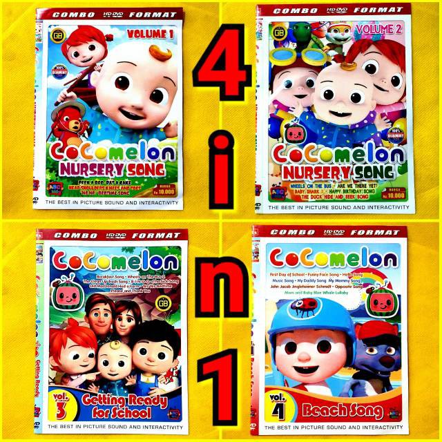 Kaset DVD Anak CocoMelon Nursery Song Volume 1-4 lengkap 4 disc dvd - Lagu barat anak coco melon