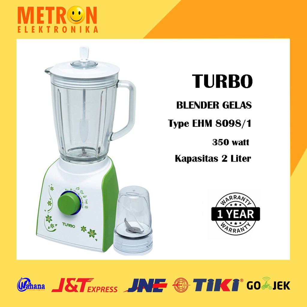 TURBO EHM 8098/1 / BLENDER GELAS GREEN 2 LITER 350 WATT / EHM8098