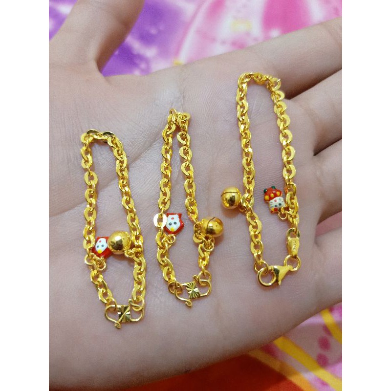 GELANG TANGAN KAKI ANAK PERAK 925 LAPIS MAS 24K