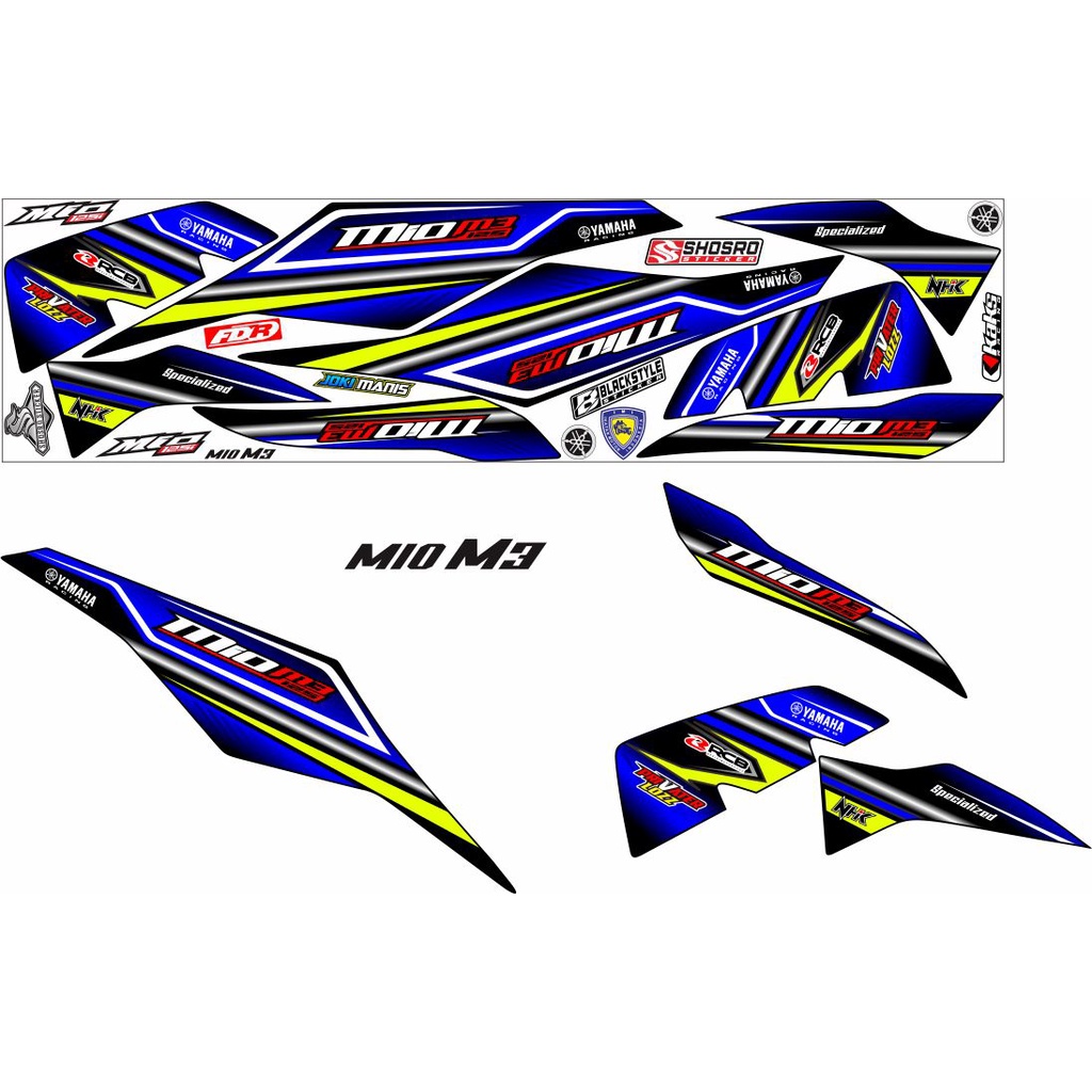 MOTIF VARIASI VARIASI MOTOR YAMAHA MIO M3 STRIPING/STIKER BIRU HIJAU LIS PUTIH STIKER