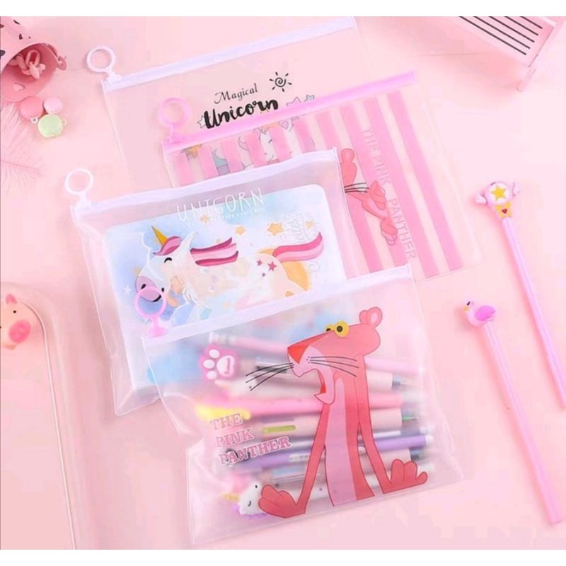 Tempat pensil alat tulis zipoer lock tempat kosmetik make up bag