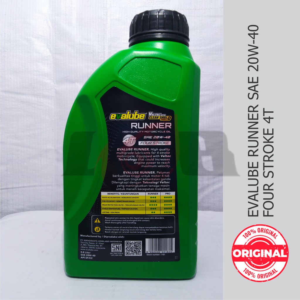 Evalube 4T Running Oli Mesin Motor Bebek Universal Oil 4 Tax Botol 800ml