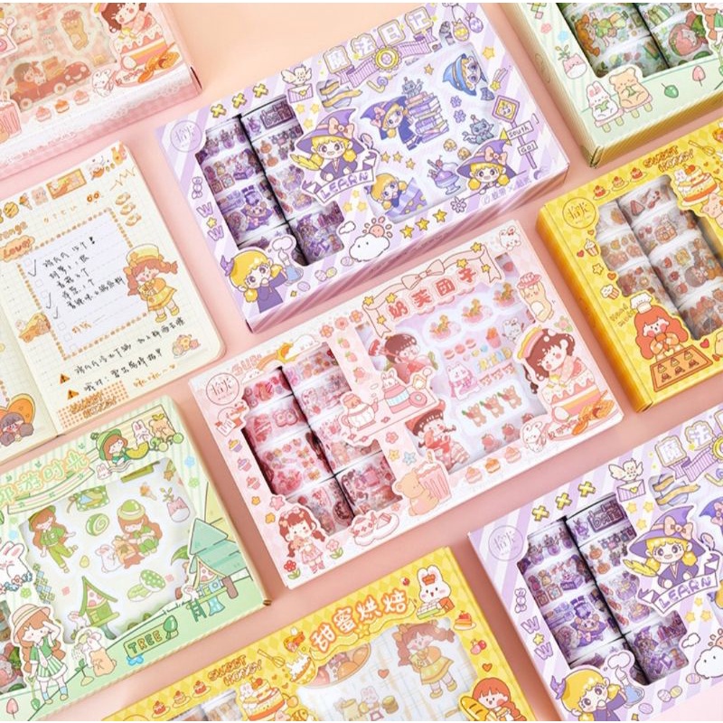 

Set Box Sticker Washi Tape Stiker Dekorasi Diary
