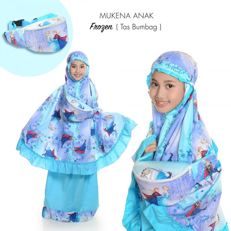 (COD) Mukena Banjarmasin - Mukena Anak Biru  Tas Bumbag