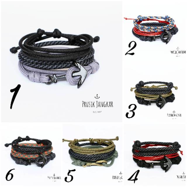 Gelang Prusik Jangkar Paket Terlaris. Dapat 3 gelang /gelang jangkar/gelang tali prusik/gelang paket