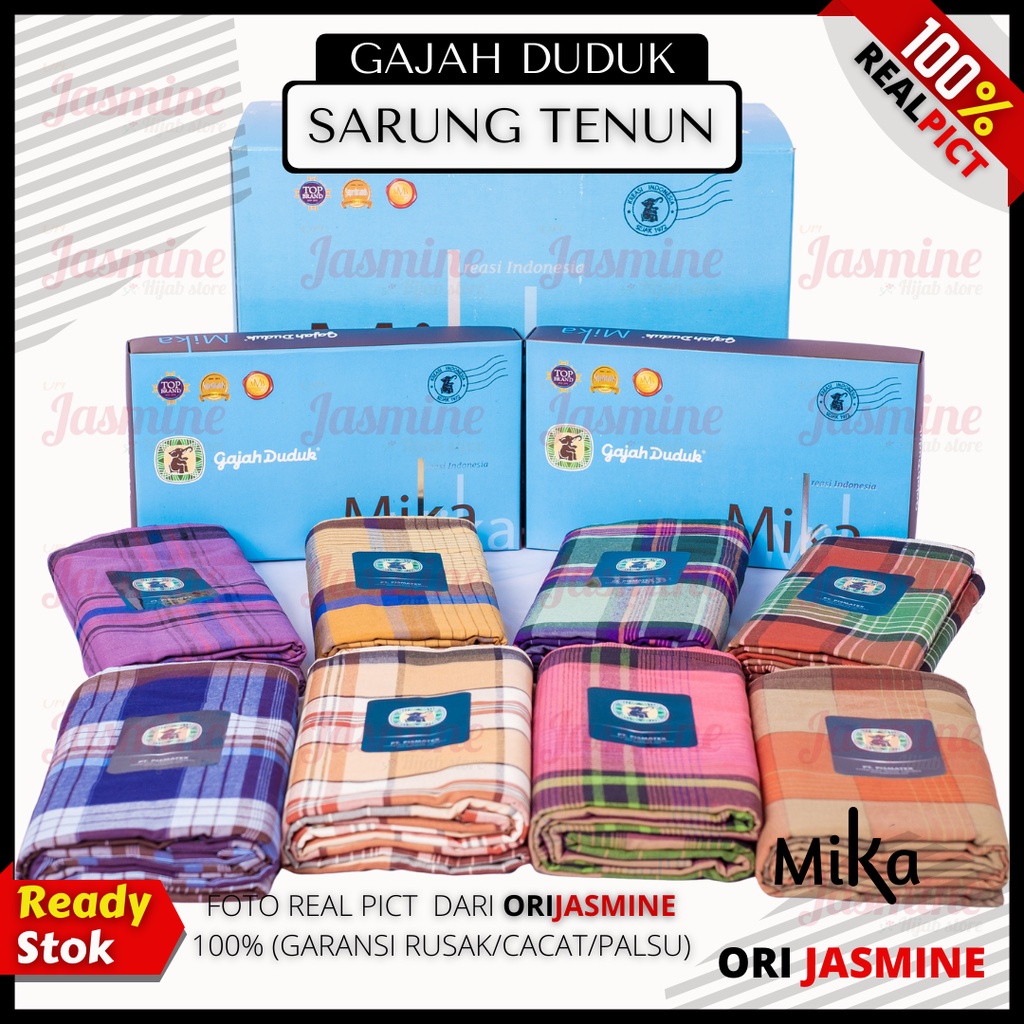 Sarung Gajah Duduk Mika Dus Pria Tenun Kotak