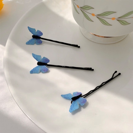 4pcs Retro Blue Butterfly Hair Clip/ Fashion The Word  Barrette / Wave Hairpins /Invisible Hair Clips