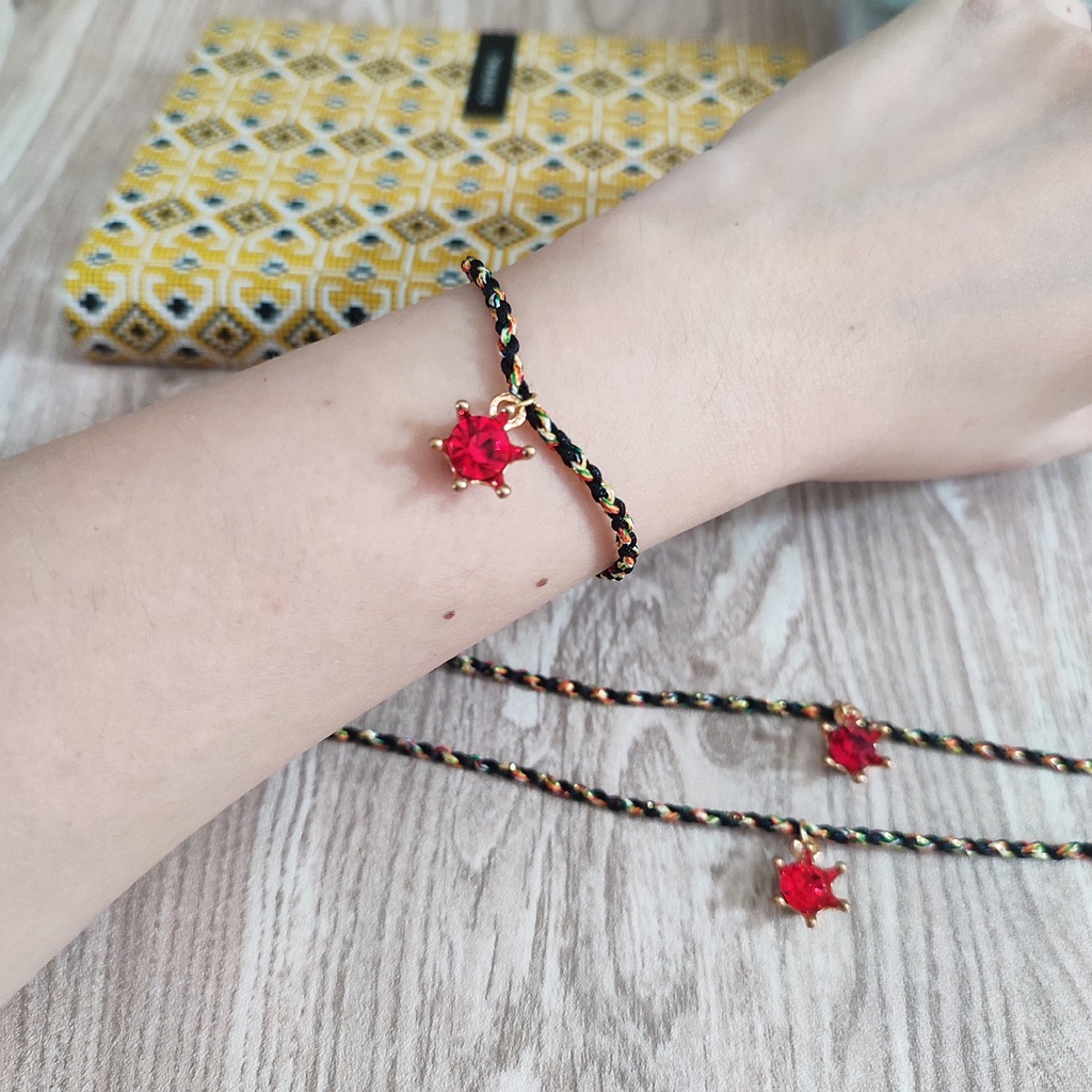 Red Crown with Black Yellow Rope Bracelet/ Gelang Mahkota Tali Larik