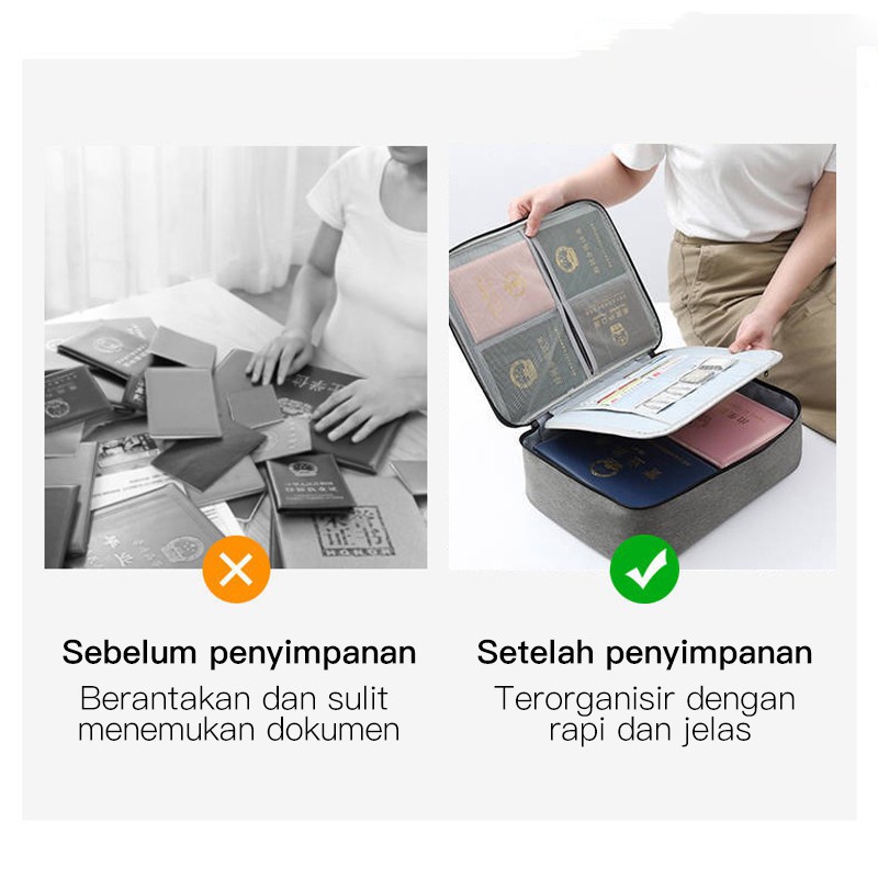 Tas Dokumen Anti Air Password Travel Bag Penyimpanan Dokumen File Penting Surat Akta Ijazah Sertipikat Legalistas F4 Besar / Document Storage Box Kunci Password PREMIUM QUALITY