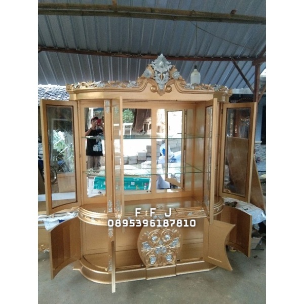 lemari pajangan mewah gold bufet hias jepara bufet pajangan buffet hias jati