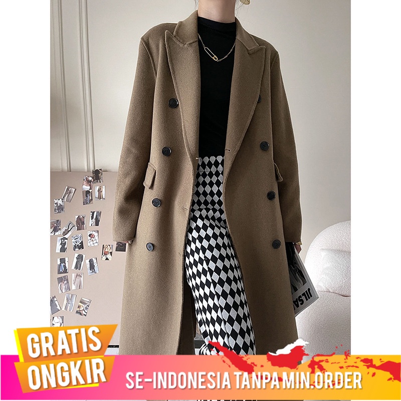Pakaian Wanita Sinan Lapangan Gas Double-Breasted Dua Sisi Wol Mantel Wanita Wol Kecil 2020     sn08