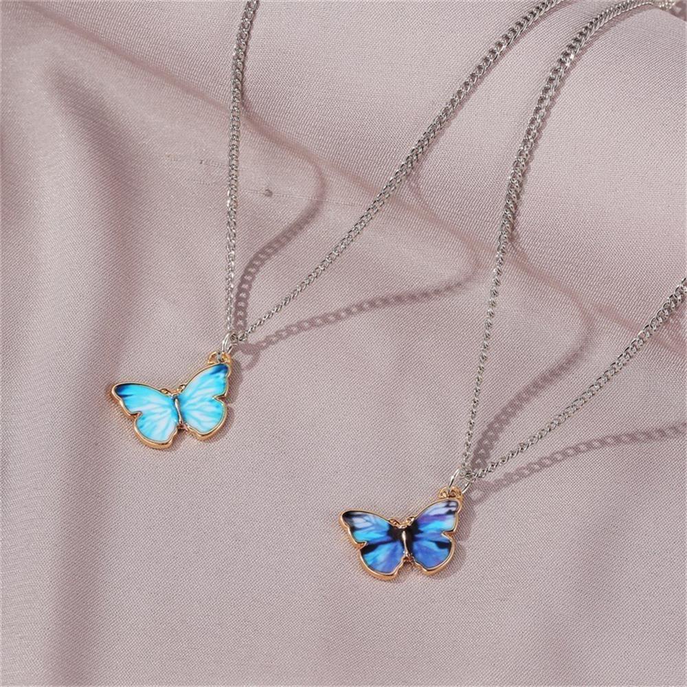 R-bunga Kalung Hadiah Untuk Wanita Gadis Women Gift Lake Blue Fashion Perhiasan Klavikula Rantai Choker