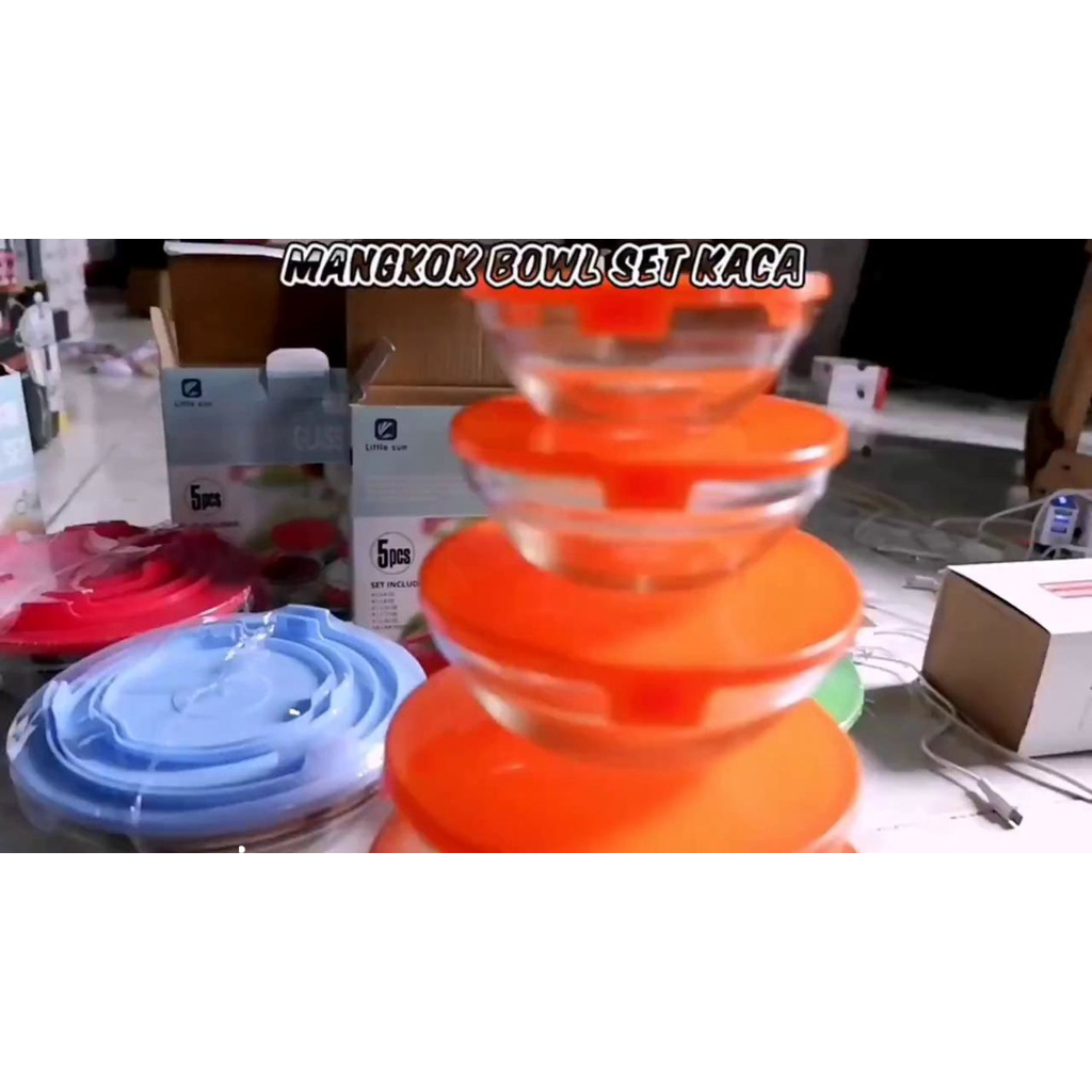 MANGKOK KACA BERANAK / MANGKOK KACA SET ISI 5 - GLASS BOWL SET 5IN1 - Mangkok Susun isi 5 KIMGLASS
