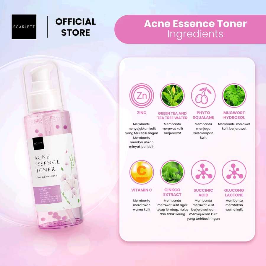 Scarlett Whitening Acne Essence Toner Perawatan Wajah Berjerawat