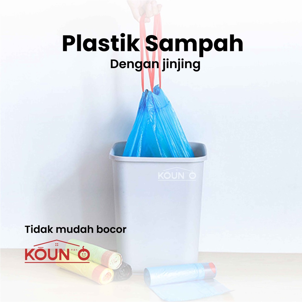 Kantong Plastik Sampah Roll Gulungan Perlengkapan Rumah Tangga Kantong Plastik Kresek Dengan Tali