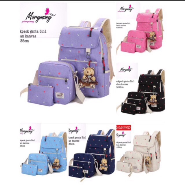 BACKPACK FASHION KANVAS TULIP TUTUP
