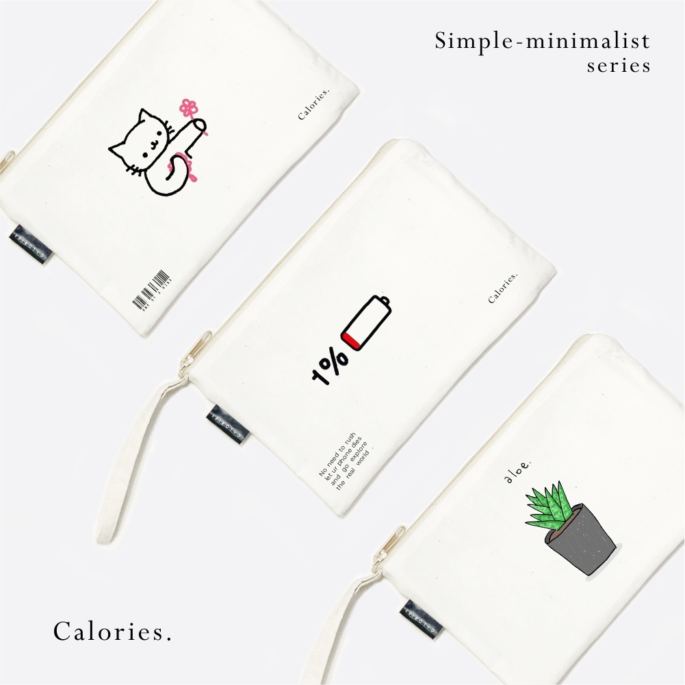 Calories pouch / dompet motif Minimalist simple youth My WOrld Flower Cat Quotes PErfect Grow Imposs