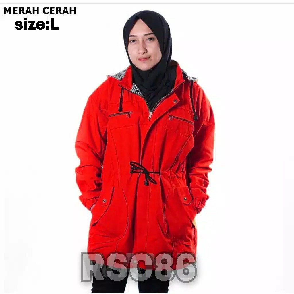 Jaket Parka Cewek Ukuran Jumbo Bahan Katun Kanvas Tahan Angin Cocok Untuk Di Pakai Bepergian