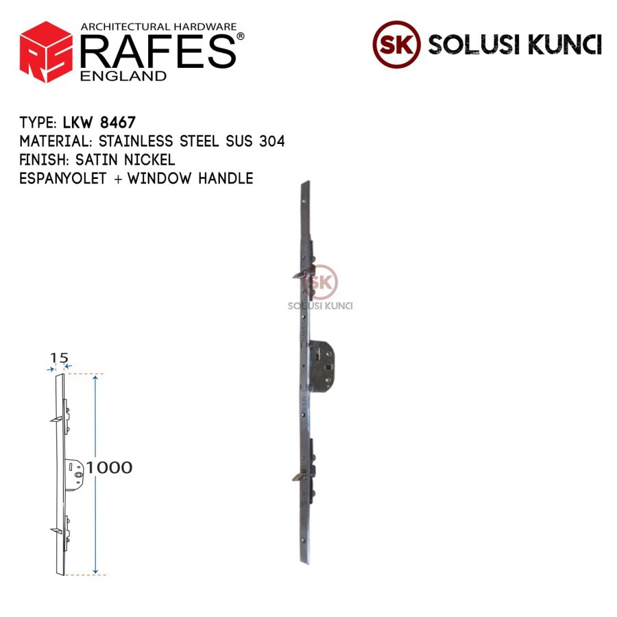 Kunci Jendela RAFES ENGLAND SUS 304 (LKW 8467)