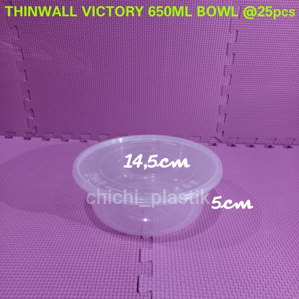 Thinwall food container 650ml bulat bowl  victory/ Kotak Makan Bening / Mangkok plastik / Mangkok bakso