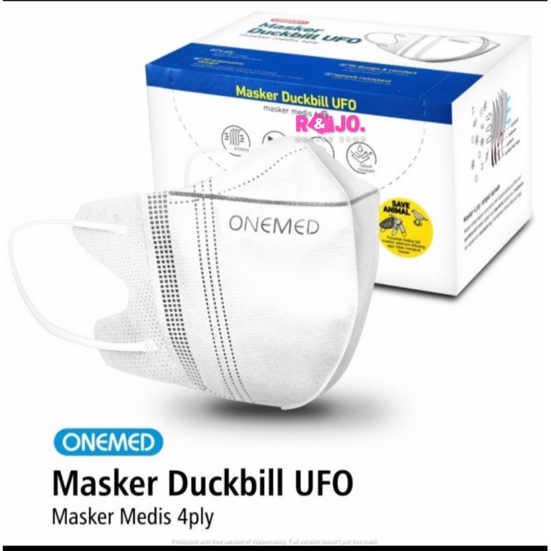 Masker Duckbill UFO Onemed 4ply isi 30 pcs Masker Medis